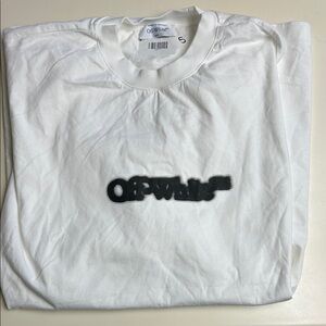 Off-White Men's White and Black Logo Tee XXL with COA